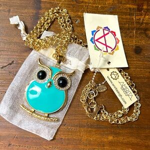 🩵NWT Amrita Singh Teal Owl Necklace🩵